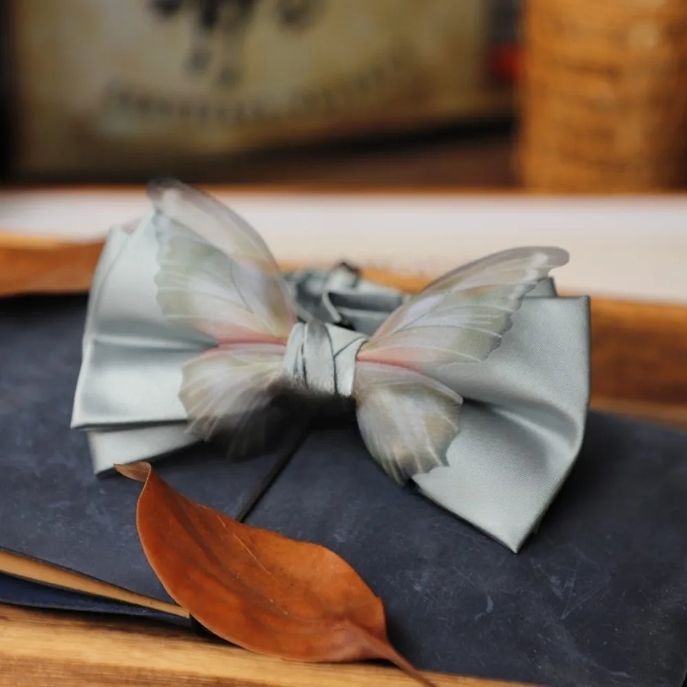 

Fashion Solid Color Butterfly Bow Tie Soft Organza Men Necktie Adjustable Bowknot Bridegroom Groomsman Cravat Suit Accessories