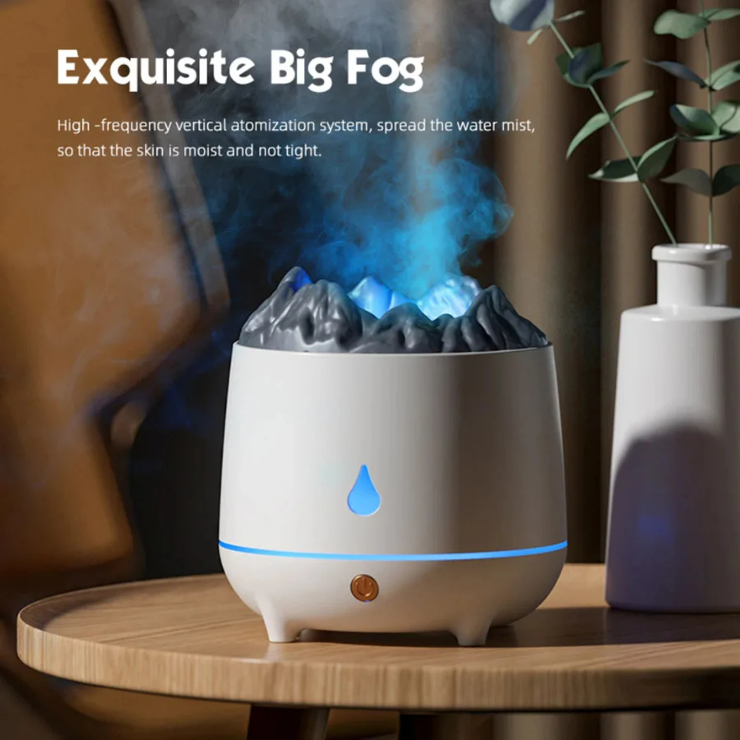 Flame Mountain Aromatherapy Machine Air Humidifier Large Capacity 400mL, Flame Night Light Creative Aromatherapy