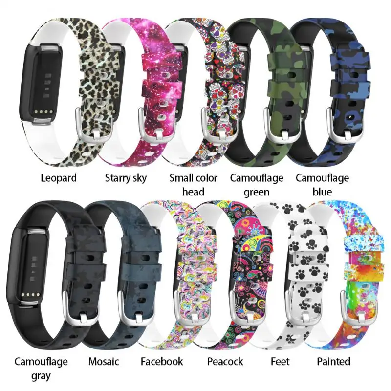 Sweatproof Replacement Strap Watchband For Fitbit Luxe Waterproof Silicone Wristband Color Print Smart Accessories Sport Strap