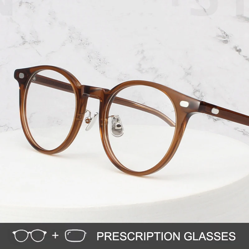 Round Prescription Glasses Frame Men Women Retro Optical Eyeglasses Myopia Spectacles Handmade Eyewear Presbyopia Color-changing