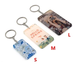 30pcs/lot Sublimation Blanks Rectangle Acrylic Keychain Heat Press Key Ring  For Christmas/Bag Key Decor/DIY Craft