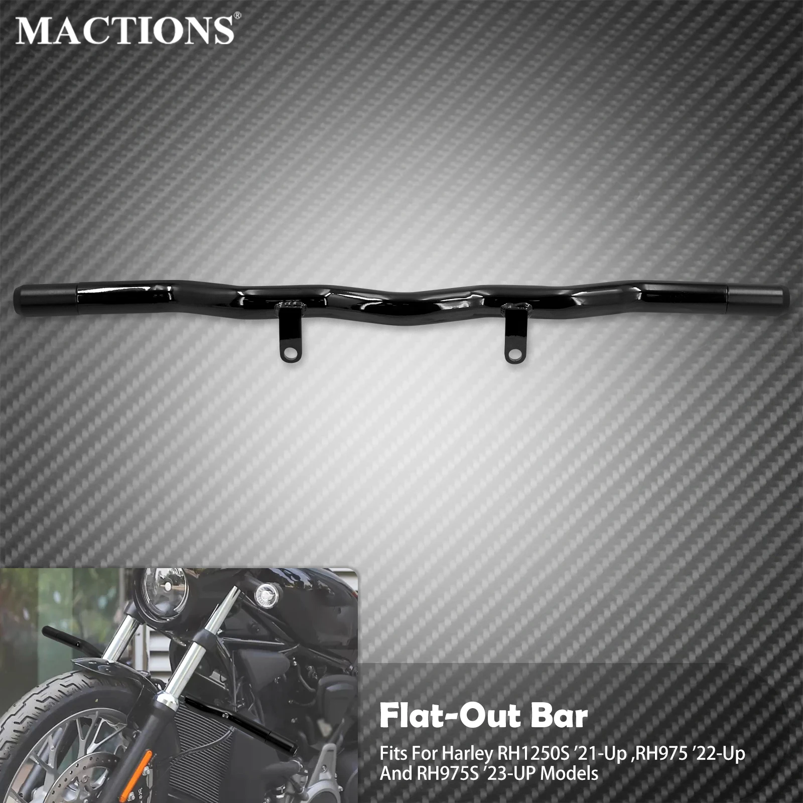 

Motorcycle Front Crash Bar Highway Bumper Engine Guard Black Flat-Out Bar For Harley Sportster S RH 975 RH975S RH1250S 2021-Up