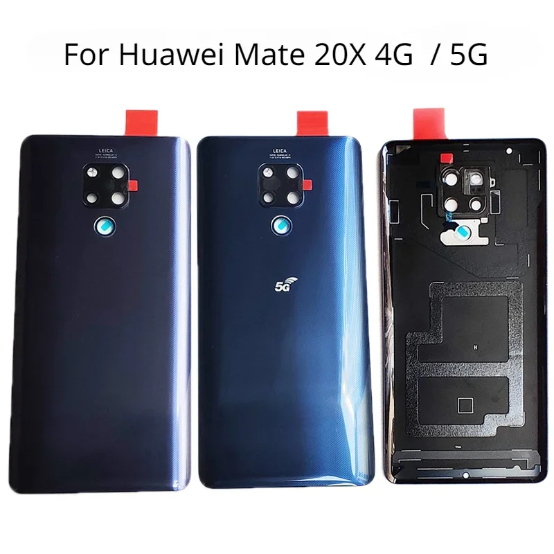 Back Glass for Huawei Mate 20X 4G 5G EVR-L29 N29 Back Battery Cover Door, Rear Housing Case with Camera Lens, New