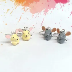 Cute Big Ear Mouse Women Dangle Earrings Necklace Funny Kawaii Metal Reptile Earrings Handmade Mouse Jewelry Gift for Her