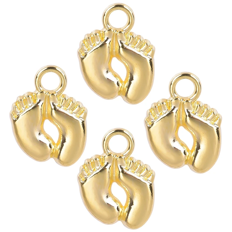 20-50pcs Charms Baby Feet Foot Gold Color Pendants For Jewelry Making Women DIY Footprint Necklace Bracelet Handmade Craft Bulk