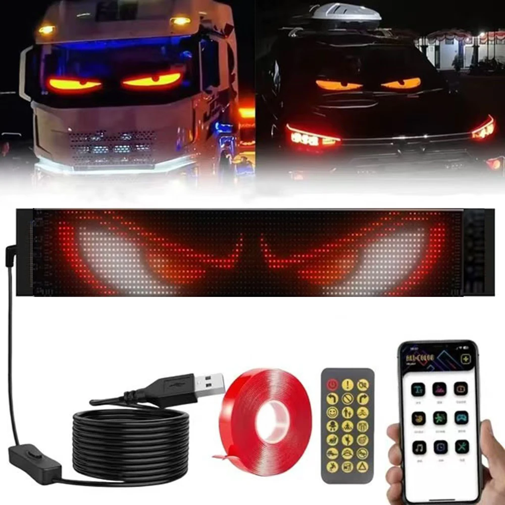 RGB Car LED Matrix Pixel Panel USB 5V Flexible Programmable Pattern Scrolling Text Animation Display Remote Control BluetoothAPP