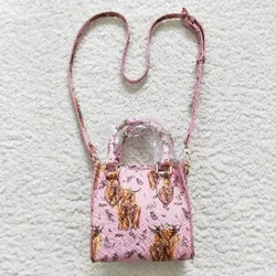 Pink highland Cow baby girls cute western bags5.5*3.5*5.5 inches