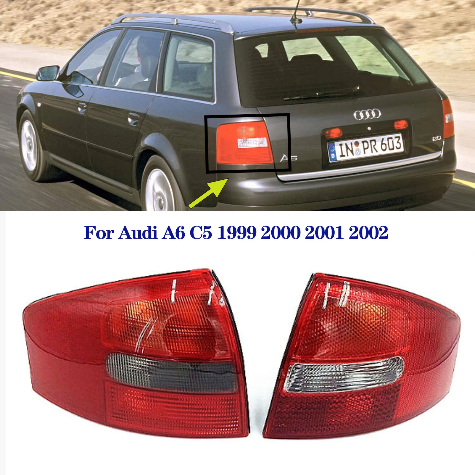 

Задний фонарь стоп-сигнала без лампочек, корпус заднего фонаря, абажур заднего хода для Audi A6 C5 1999 2000 2001 2002, автомобильные аксессуары