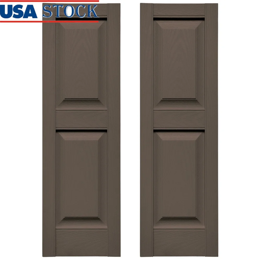 

Durable Vinyl Raised Panel Shutters Two Equal Panels Includes Installation Spikes Lightweight Easy Maintenance Water Resistant