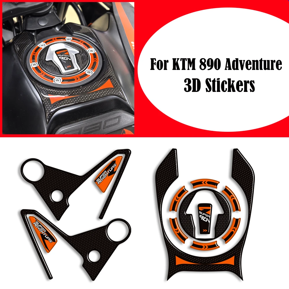

Для KTM 890 Adventure ADV 2019-2025: Защитные накладки на бак, боковые ручки, комплект для защиты от бензина/масла, накладки на колени, защита рук, 3D-наклейки, декали