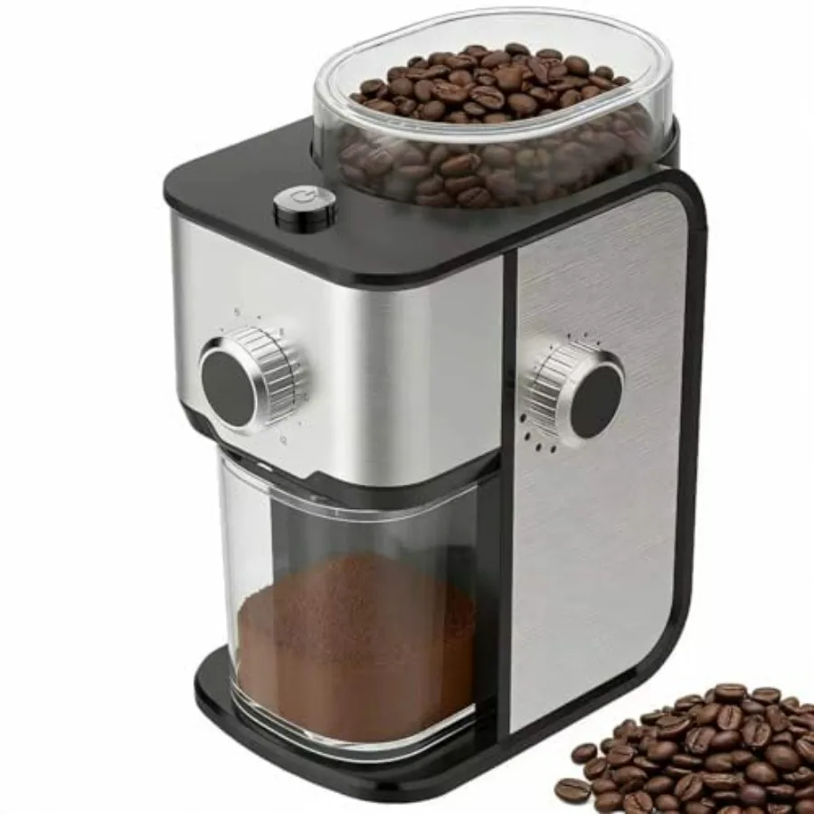 

Flat Burr Coffee Grinder Electric, Adjustable Coffee Grinder for Home Use, Compact Coffee Beans Grinder with 14 Grind Settings,