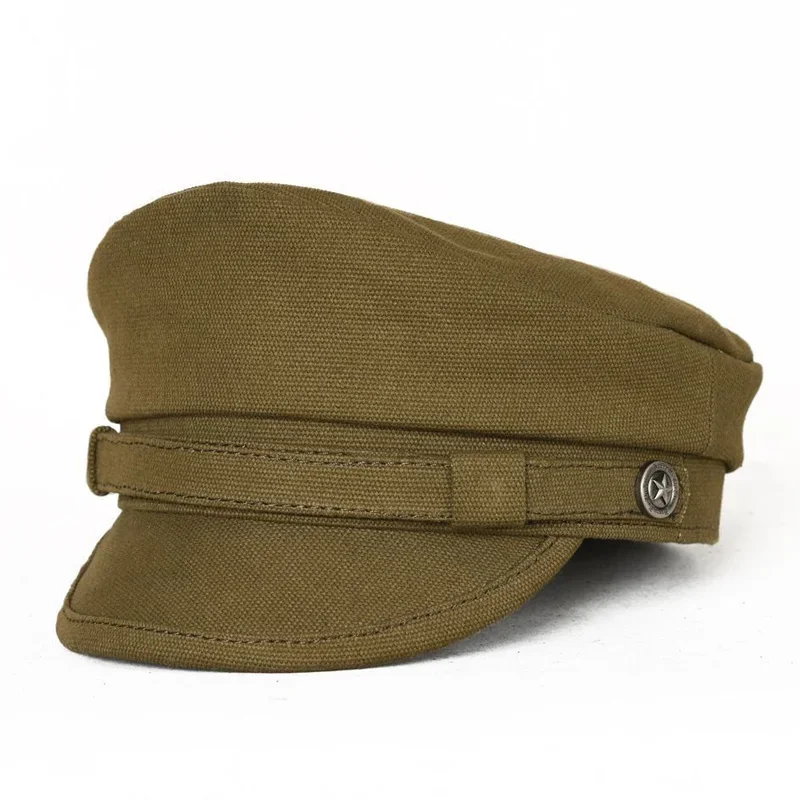 2023 New Navy Peaked Sailor Cap Men Women Summer Beret Hat Male Canvas Grey Eagle Belt Locomotive German Captain Casque