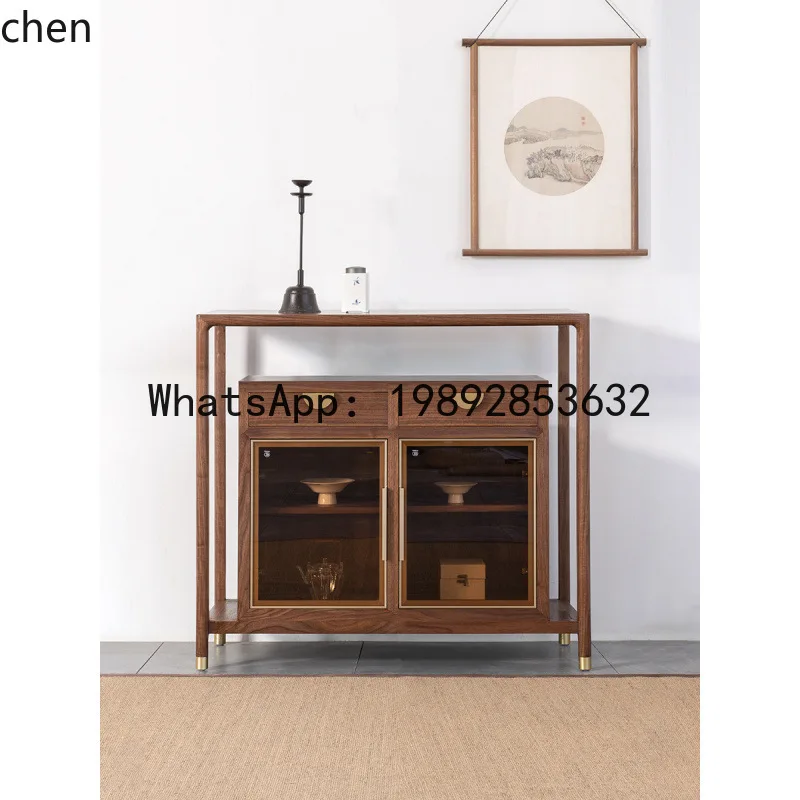 

A1 Solid Wood Storage Cabinet Decorative Entryway Hall Cabinet Living Room Integrated Tea Cabinet