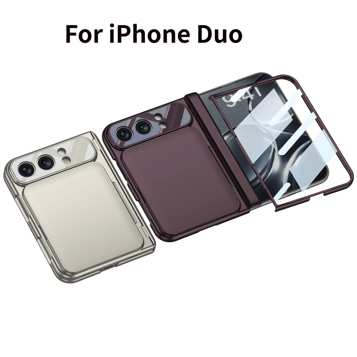 Folding Leather Belt Wallet Flip Case for iPhone Duo Fashion Glass Case For iPhoneDuo Drop-resistant Case