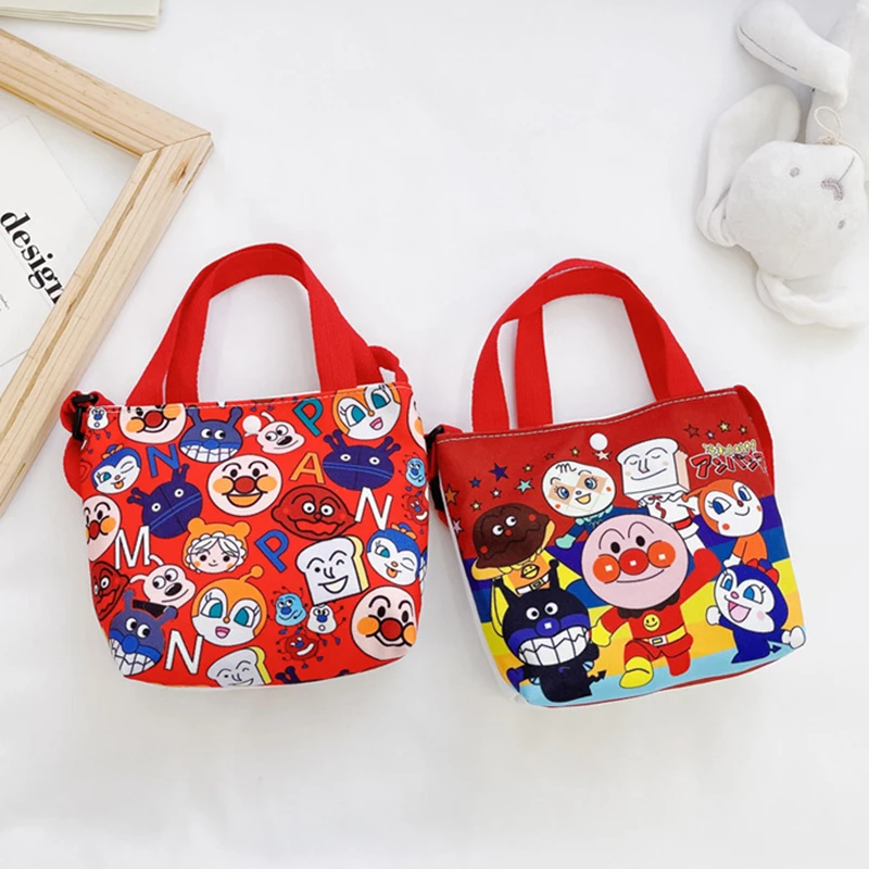 Kawaii Anpanman Children Shoulder Bag Cartoon Handbag Anime Peripheral Large Capacity Canvas Bag Crossbody Bag Children Gifts