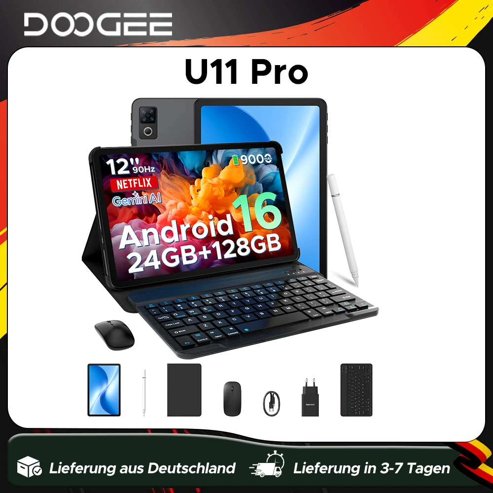 Versión Global DOOGEE U11 Pro Tablet 30GB (6+24) 256GB Pantalla HD de 11 Pulgadas y 90Hz Batería de 8580mAh Unisoc T7200 Android 16 Widevine L1