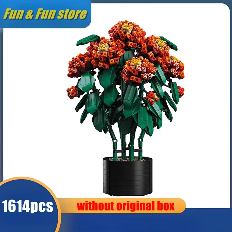 

City Creativity Bouquet Flower lantana Rolfe Bonsai Potted Plant Home Decoration Building Blocks Bricks Kids Toys