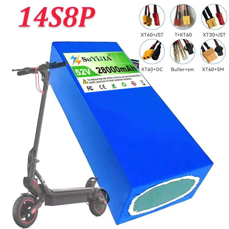 52V 28Ah 18650 Lithium Battery Pack 14S8P Built-in 30A Balanced 1500W High-power Electric Tool Backup Battery