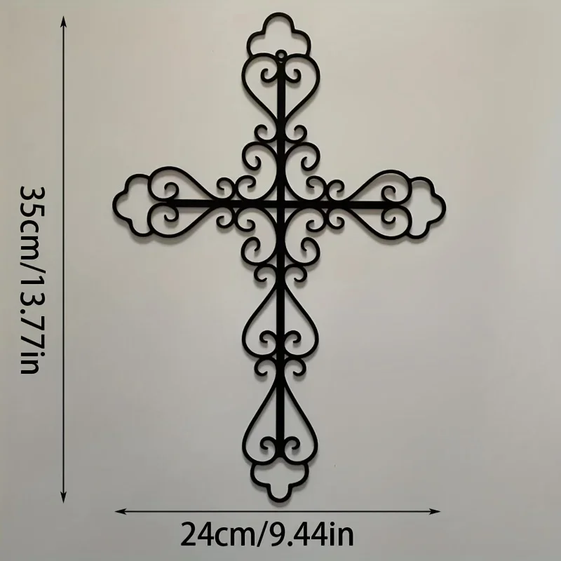 HelloYoung – décoration murale en forme de croix en métal, décoration artistique murale en métal, pour la décoration de la maison, décoration murale suspendue en métal