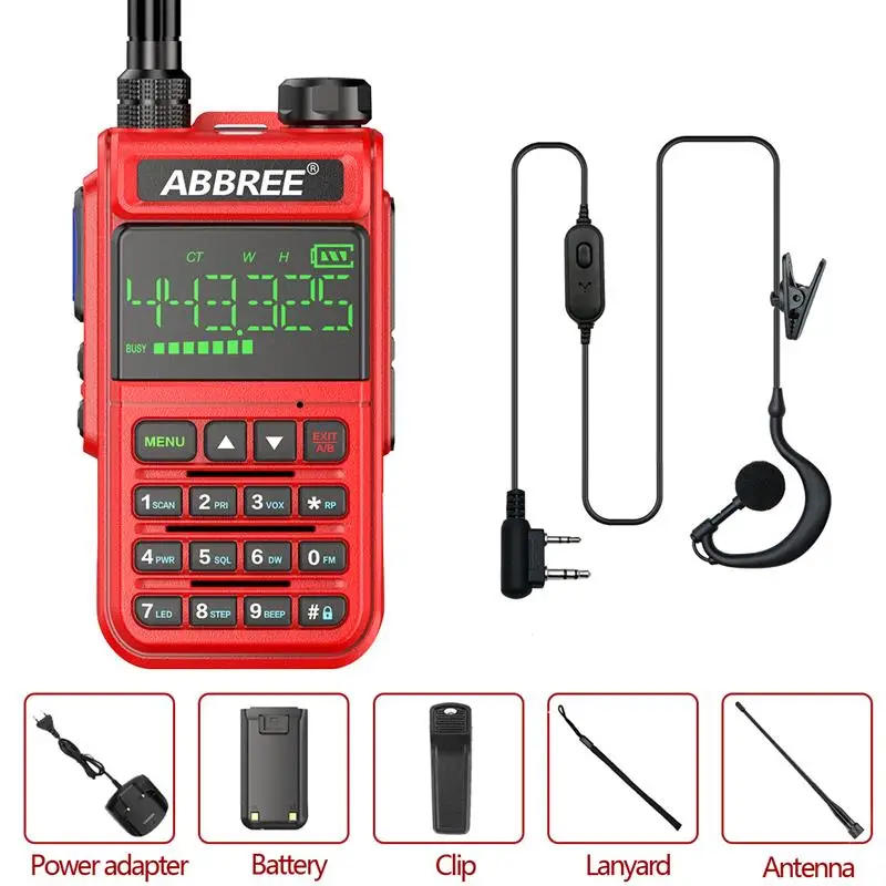 ABBREE AR-518 Air Band Full Band Wireless Copy Frequency Police Scanner Aviation Amateur Ham Two Way Radio Walkie Talkie