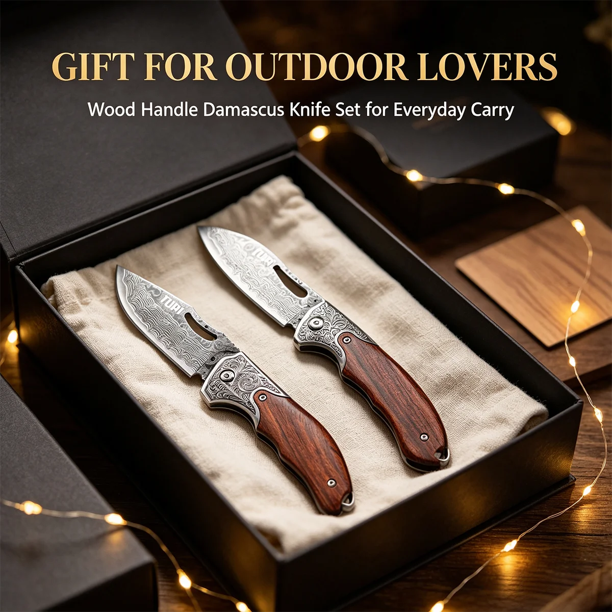 Professional Damascus Steel Folding Knife - Outdoor Camping Pocket Knife, Portable Small Sharp Blade For Fishing Hiking