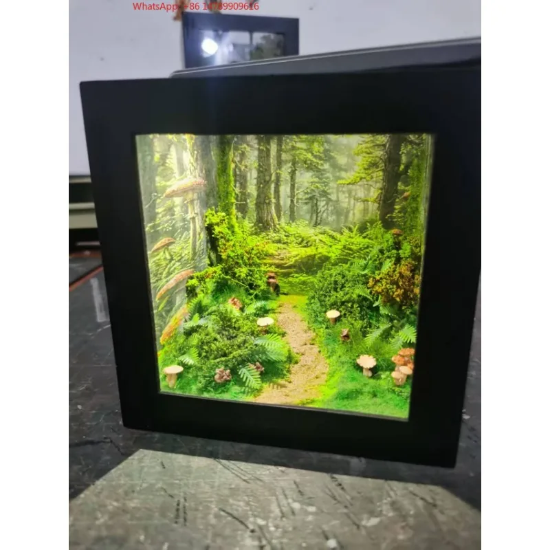 Custom Mushroom Scene Model - 15*1cm Micro Landscape Diorama, Ambient Light Ornament, Aesthetic Home Goods & Desktop Decor Gift
