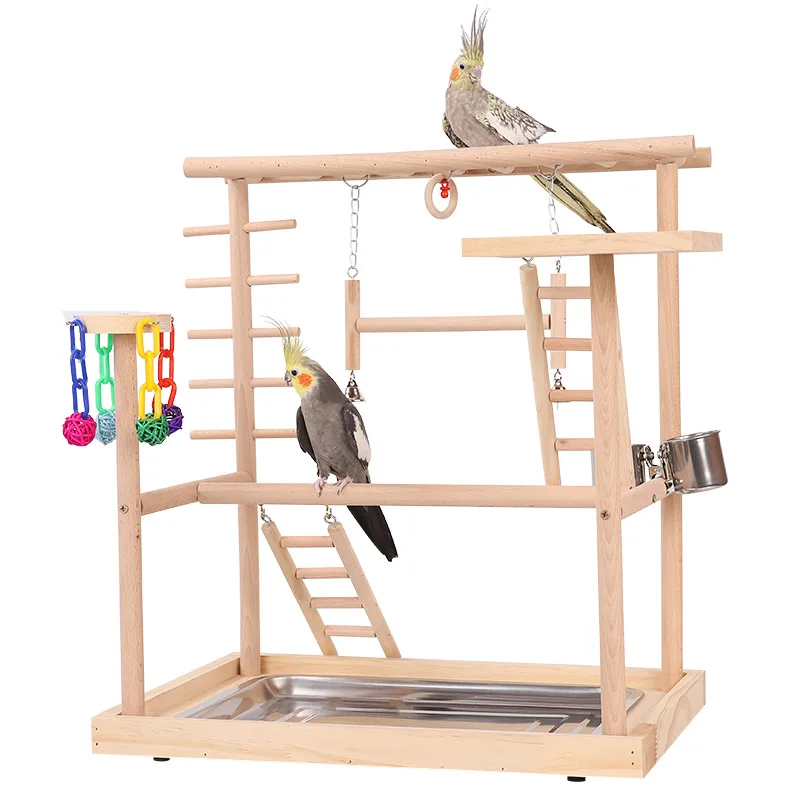 

Solid Wood Parrot Stand Bird Toy Swing Ladder Climbing Toy Set To Relieve The Boring Self High Bite Relief Supplies