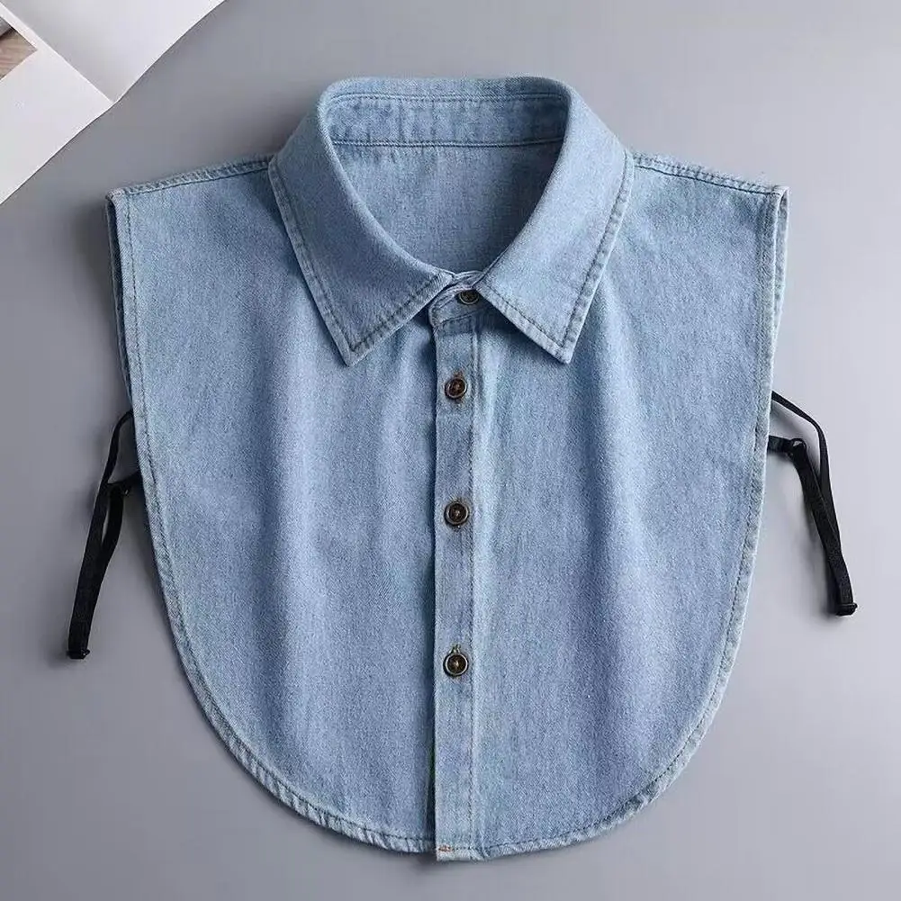 

Women Fake Collar with Adjustable Straps Lapel Buttons Closure Detachable Shirt Collar Women Blouse Top Clothing Accessories