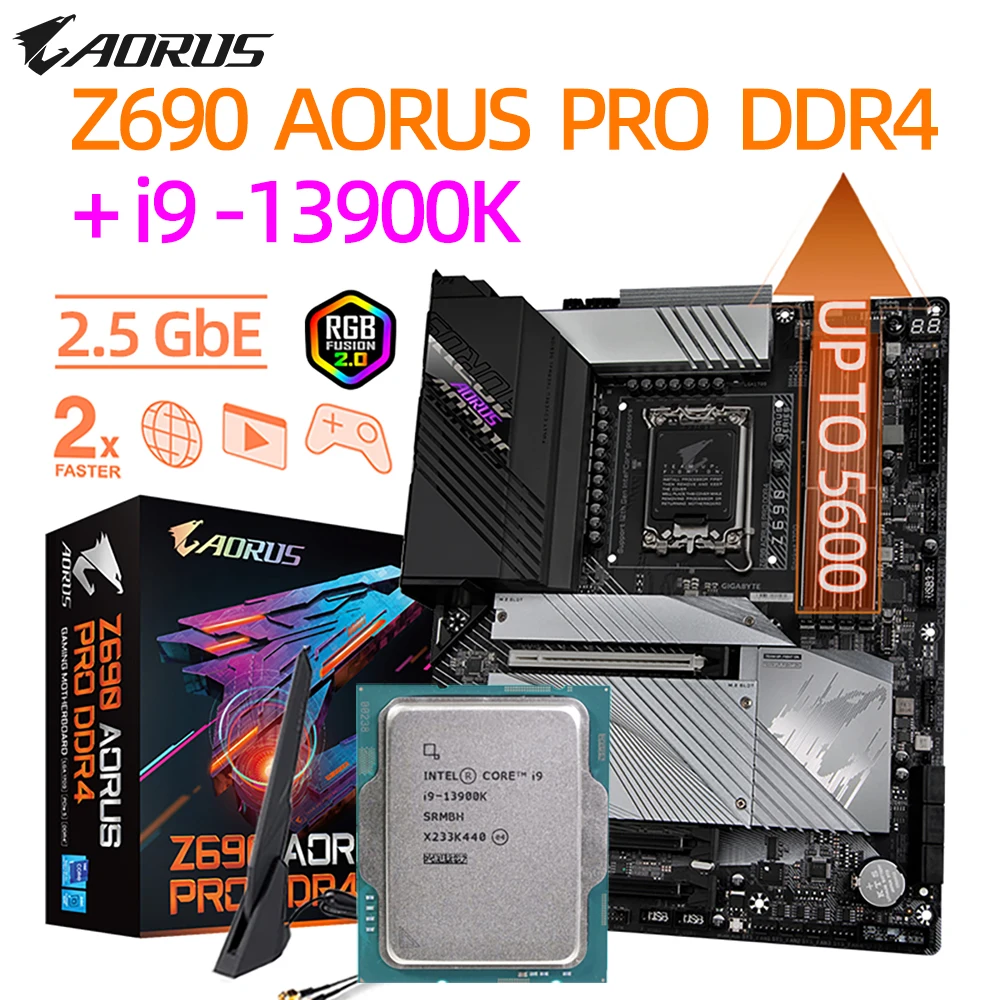 

Gigabyte Intel Z690 LGA 1700 CPU i9 13900k + WIFI 6 Gaming Mainboard Suit ATX AORUS PRO DDR4 128G Double Channel M.2 PCIe 5.0