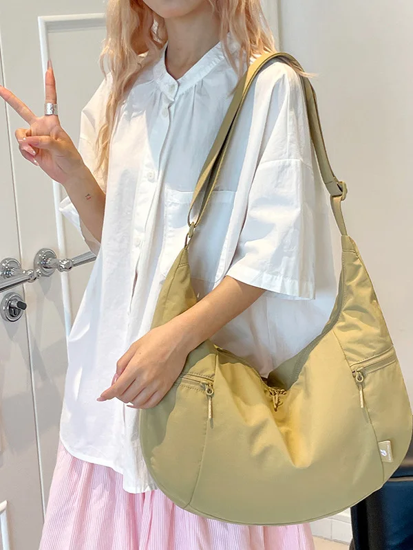 

Lightweight Dumpling ape Crossbody Bag Single oulder Nylon Fabric New Sle Horn Design Spor Underarm Casual Handbag