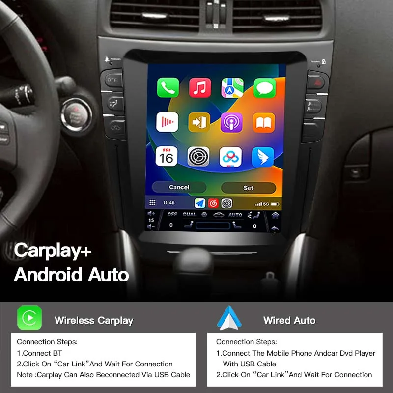 Android14 Carplay Car Radio GPS Navi Video Player Multimedia Stereo for Lexus IS200 IS250 IS300 IS300C 2006-2011 Vertical Screen