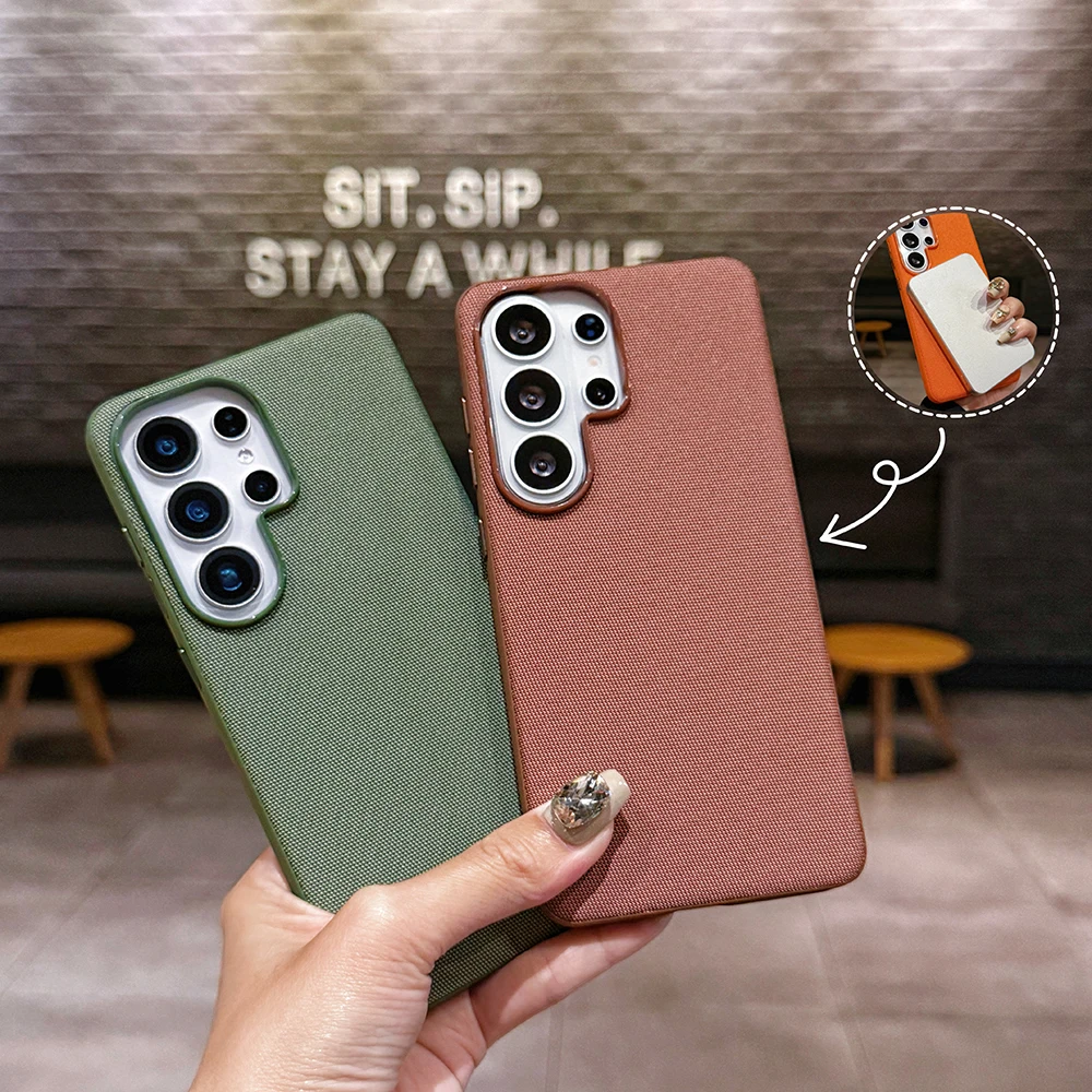 Luxury TechWoven Magnetic Phone Case For Samsung Galaxy S26 S25 Ultra S24 S23 Plus S22 Official Style Wireless Charge Back Cover