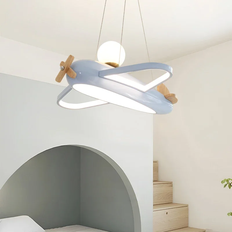 

Cream Blue Airplane Ceiling Lights Eye Protection Nursery Room Plane Hanging Lamp Kids Boy Children Bedroom Chandelier Lamps LED