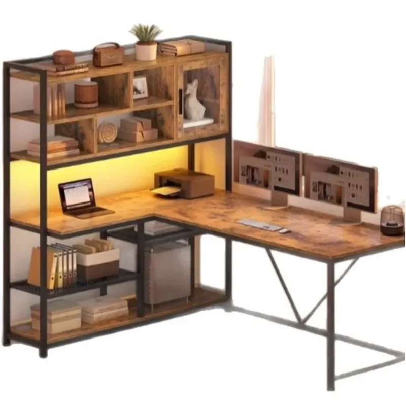 Multifunctional Computer Desk with Bookshelf Storage for Bedroom Home Office Student Writing Table Space Saving Design