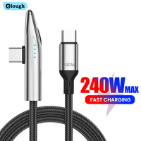 elough 100W 90° Elbow USB C Cable Fast Charging 240W Type C Cable to Type C Cable for iPhone 15 16 Samsung Data Cable