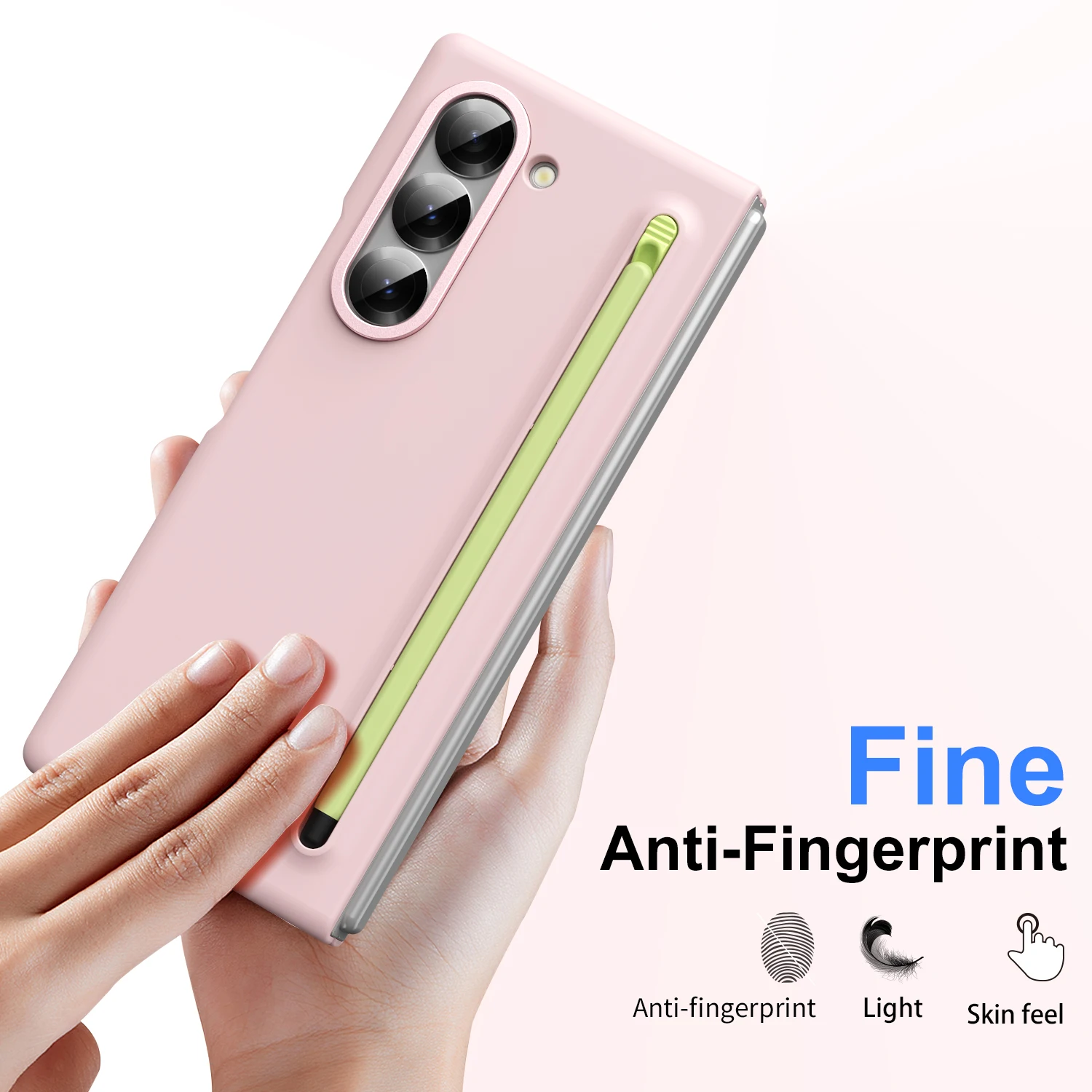 For Samsung Galaxy Z Fold 6 ZFold6 Case Matte Skin-Friendly With Colorful Touch Pen Folding Shockproof Hard PC Cover Accessories