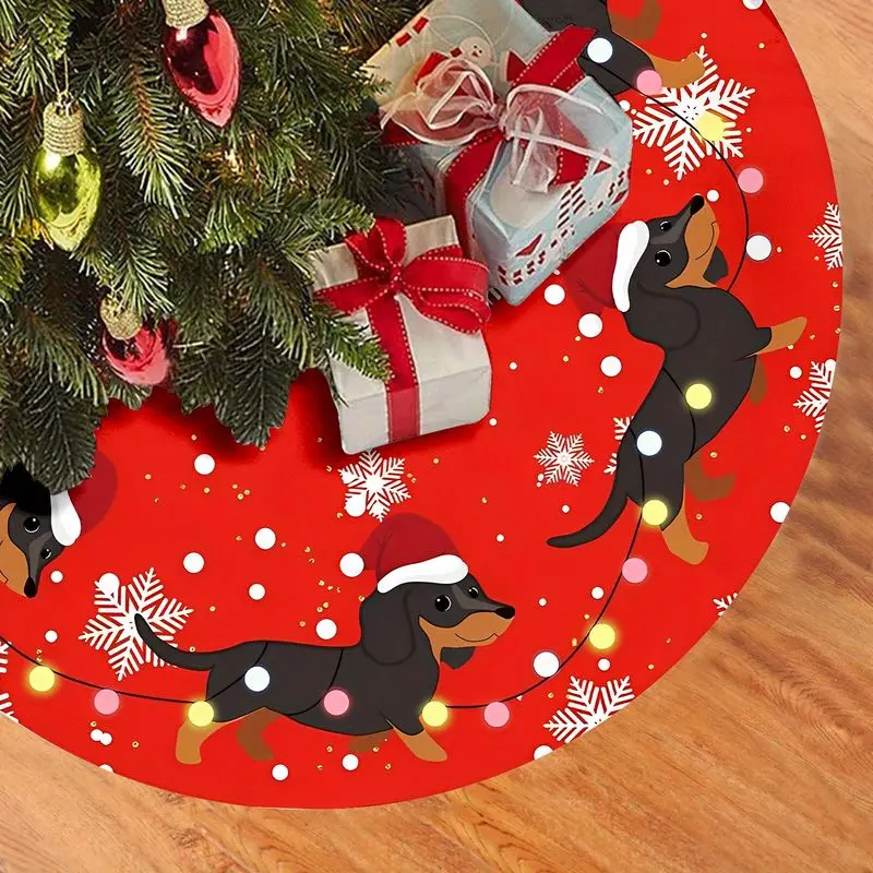 VIKAMA Red Green Gingerbread Man Ring Candy Kisses Christmas Tree Skirt Cute Cookie Holiday Festive Home Decor Modern Style Soft