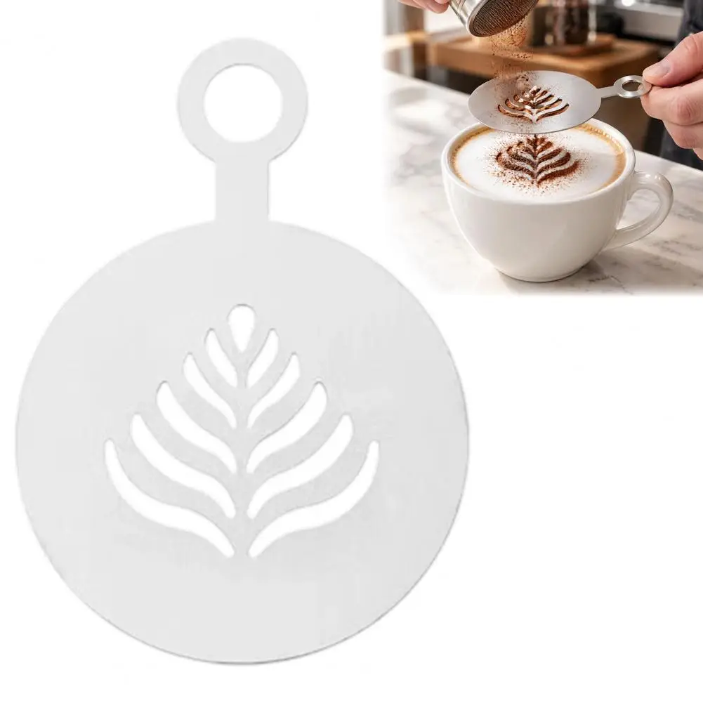 Stainless Steel Coffee Molds Latte Art Templates 4pcs Stainless Steel Latte Art Stencil Set Reusable Coffee Powder Sifters Diy