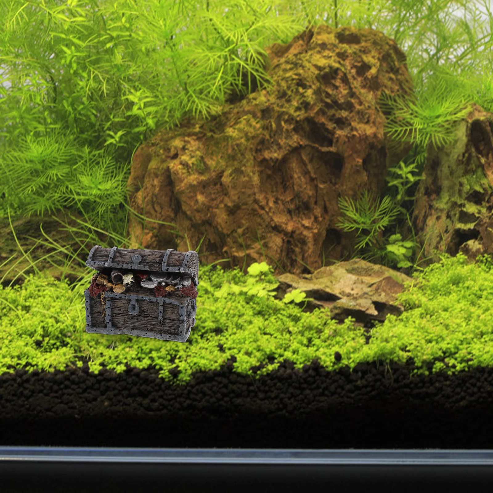 

Resin Aquarium Adornment Treasure Chest Decor Small Lightweight Fish Tank naments Pine Decorative Tropical Pets Supply