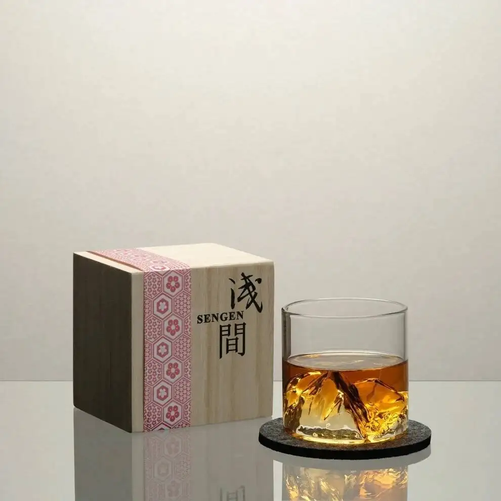 

Japan Crystal Glassware Wine Tasting Glasses 3D Fuji Mountain Whiskey Glass Niche Old Fashioned Rock Tumbler Whisky Snifter Cup