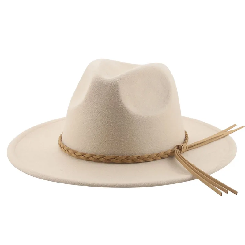 Hats for Women Bucket Hat Fedoras Hat Felted Men Women Solid Rope Band Chain Casual New Style Men Women Hat Sombreros De Mujer