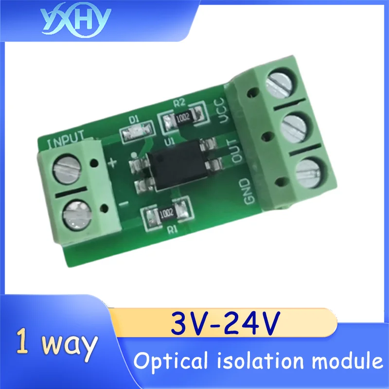 1pcs 1-channel optocoupler isolation module, photo-isolator with 5.0 mm spacing, screw terminal wiring for DC 3-5V/12V/24V