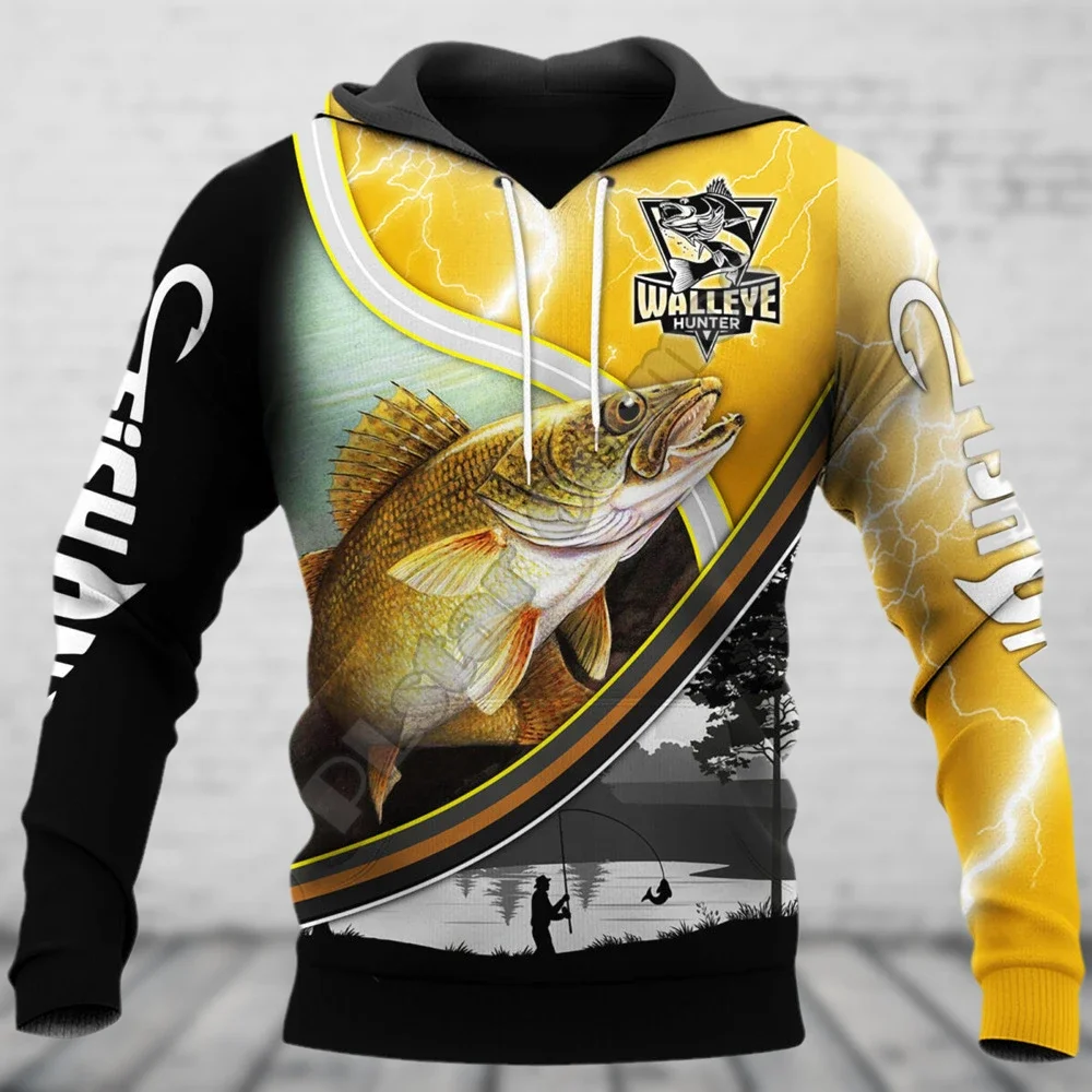 Autumn Fishing Hoodies Men\'s Sweatshirt 3D Fish Animal Graphic Sweatshirts Mens Clothing y2k Clothing Funny Pullover Tops