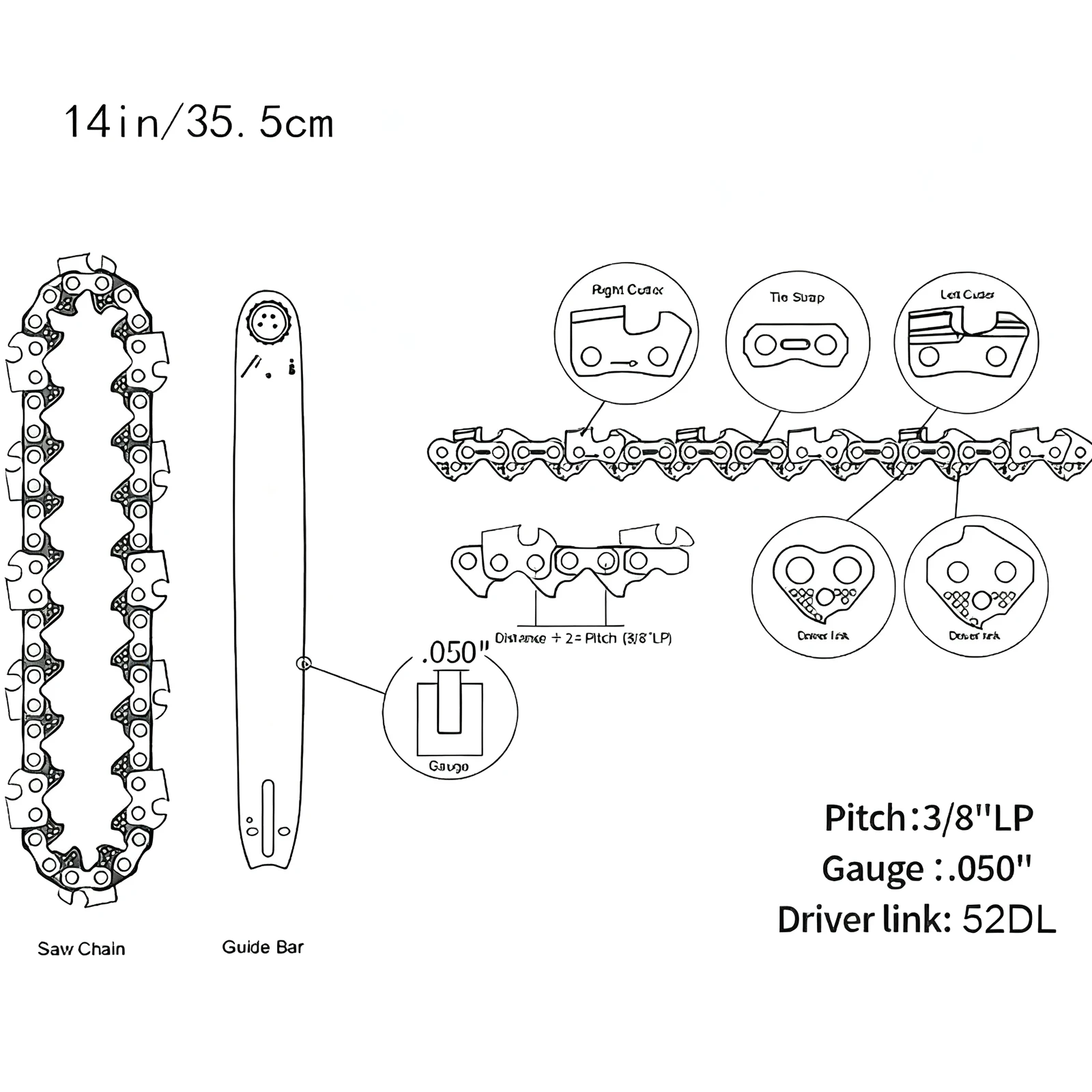 2Pcs 6~14inch Chainsaw Chain Roll Wear-Resistant Tensile-Resistant for Logging, Wood Cutting, Lumber Cutting