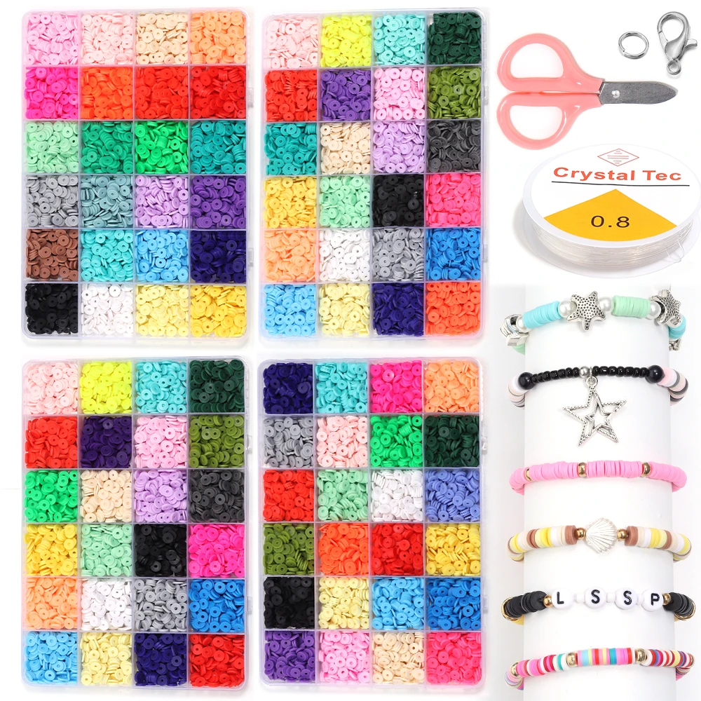 

DIY Clay Beads Set for Bracelet Necklace Making 1 Box Jewelry Making Kit Polymer Spacer Preppy Beads for Jewellery Making