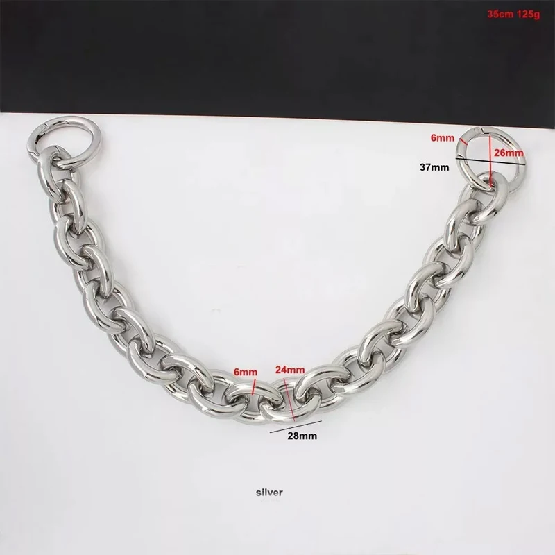 1PC 30-120CM 24mm Wide Metal Aluminum Chain With Round Spring Rings For Hand-Woven Bags Shoulder Detachable Strap Accessories