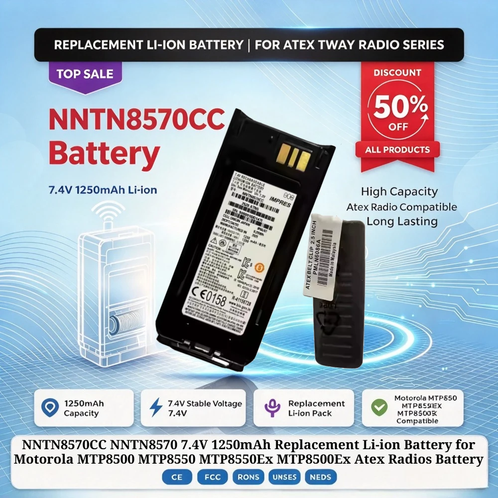 NNTN8570CC NNTN8570 7.4V 1250mAh Replacement Li-ion Battery for Motorola MTP8500 MTP8550 MTP8550Ex MTP8500Ex Atex Radios Battery