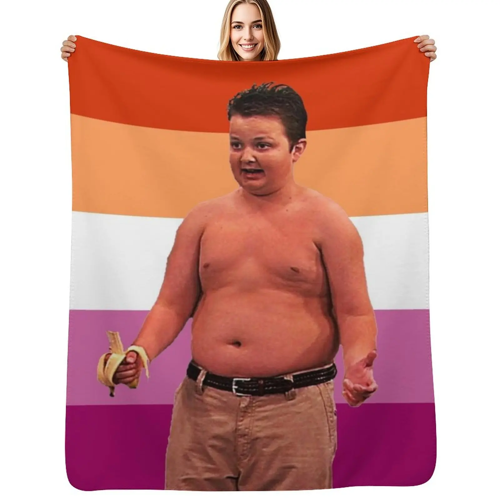 

Lesbian Flag Gibby Throw Blanket Color Fast Cozy Throw Blanket