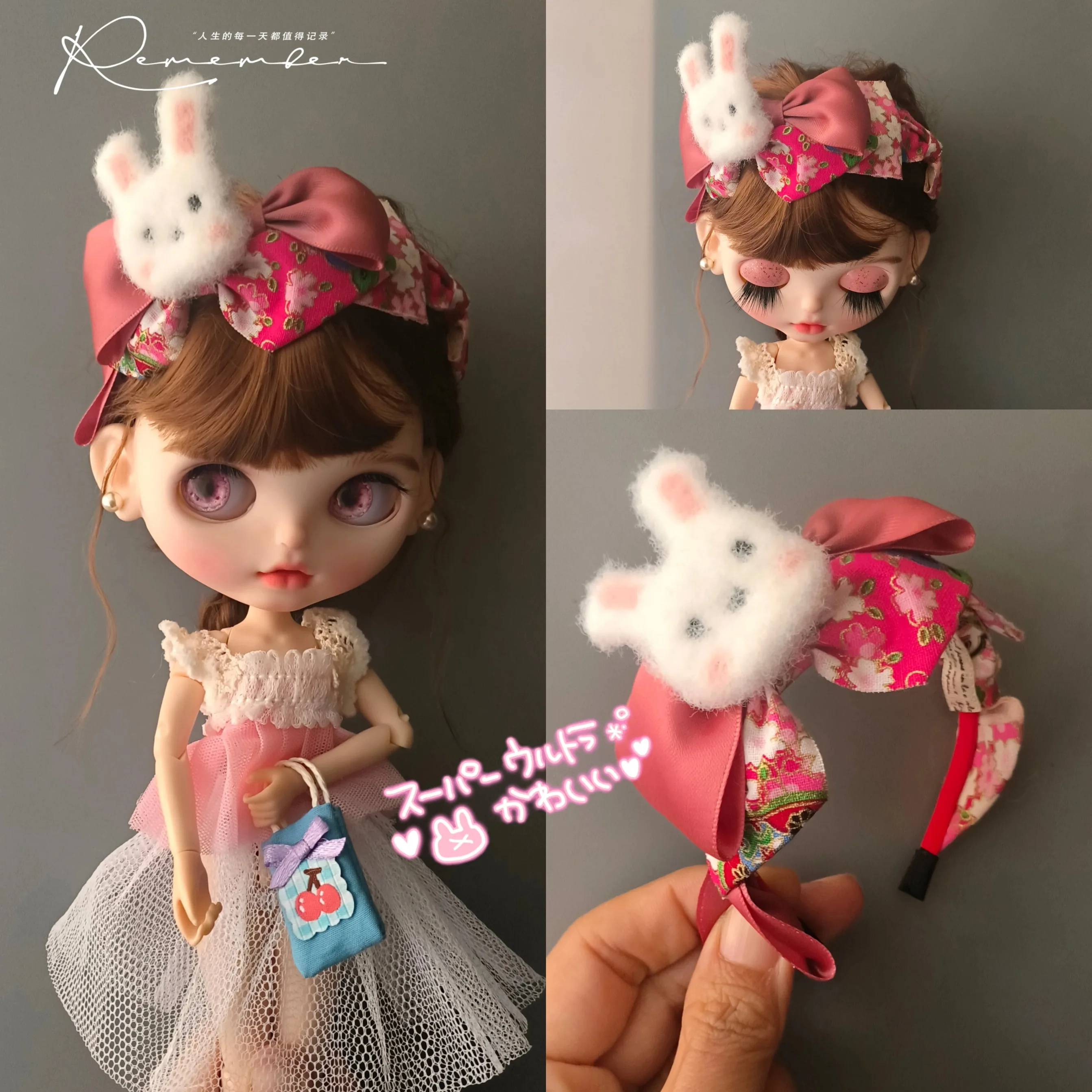 

ICY Blyth Doll Headwear Accessories Cute Lolita Japanese Bunny Floral Hairband For 19 Joints OB24 Blyth Sweet Dress Up Headdress