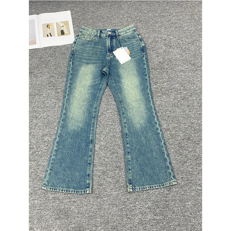 Jenny&Dave Pantaloni in denim svasato slim fit in cotone a vita alta nordici Pantaloni in denim lavati sulla pelle Jeans corti per le donne